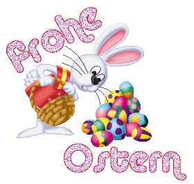 Frohe Ostern! Білий збирає в кошик писанки, вітає всіх з Великоднем німецькою мовою